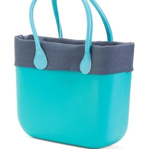 New O Bag Italy aqua blue  tote 15.5”W -12”H